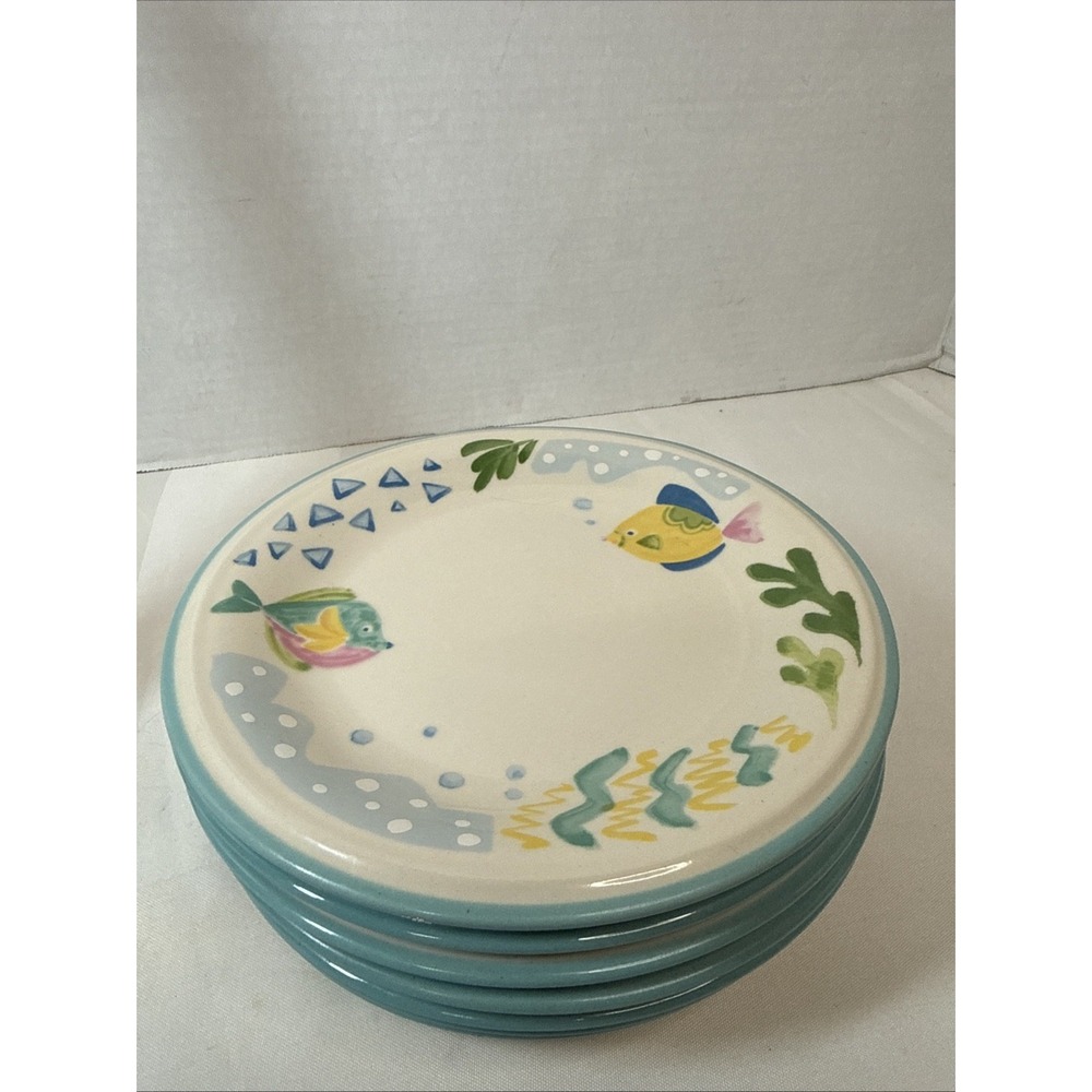 Studio Nova Barrier Reef Salad Bread App Plates 7.5" Beach Nautical Coastal 7